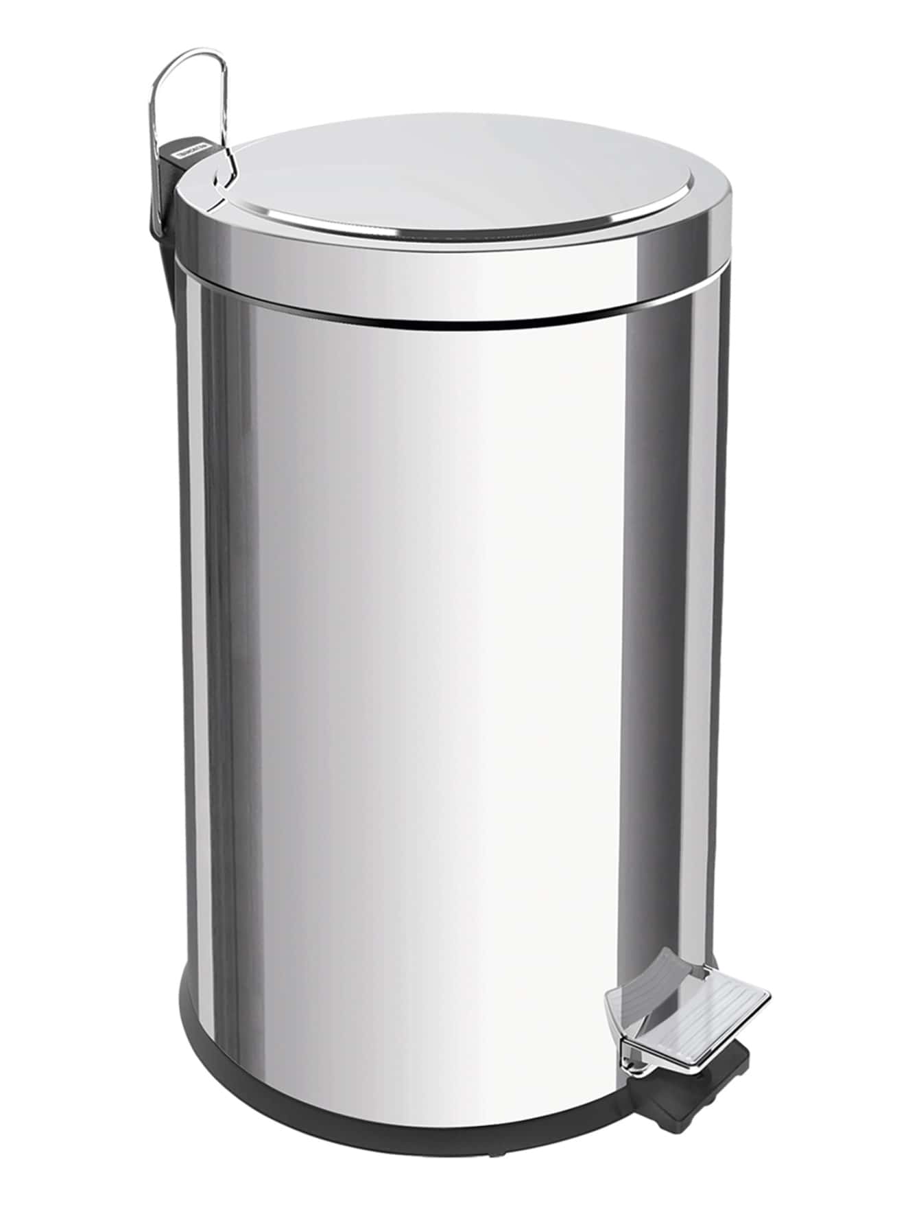 12L Stainless Steel Trash Can, Inner Bucket, Hook Lid For Durability - Grey - View 1