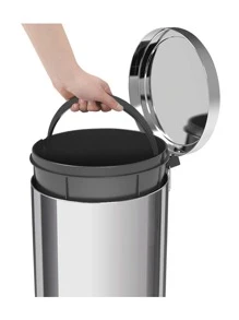 12L Stainless Steel Trash Can, Inner Bucket, Hook Lid For Durability - Grey - View 4