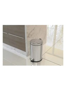 12L Stainless Steel Trash Can, Inner Bucket, Hook Lid For Durability - Grey - View 5