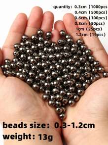 Yiwu Qiyou Accessories Co., LTD 1 gói 13g Retro DIY Bộ hạt acrylic tráng kim loại (vàng, bạc, súng, đen, trắng K, vàng đồng), hình tròn, kích thước 3-12mm cho vòng tay, vòng cổ, chế tạo dây chuyền điện thoại di động - Màu Đen Súng - Xem 3