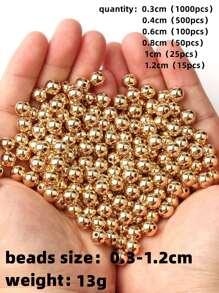 Yiwu Qiyou Accessories Co., LTD 13 克/包 3-12 毫米 DIY 復古風格圓形壓克力珠，帶有金、銀、青銅色、白 K、Kc 鍍金飾面，非常適合手鍊、項鍊、手機鏈製作 - 金色 - 查看 3