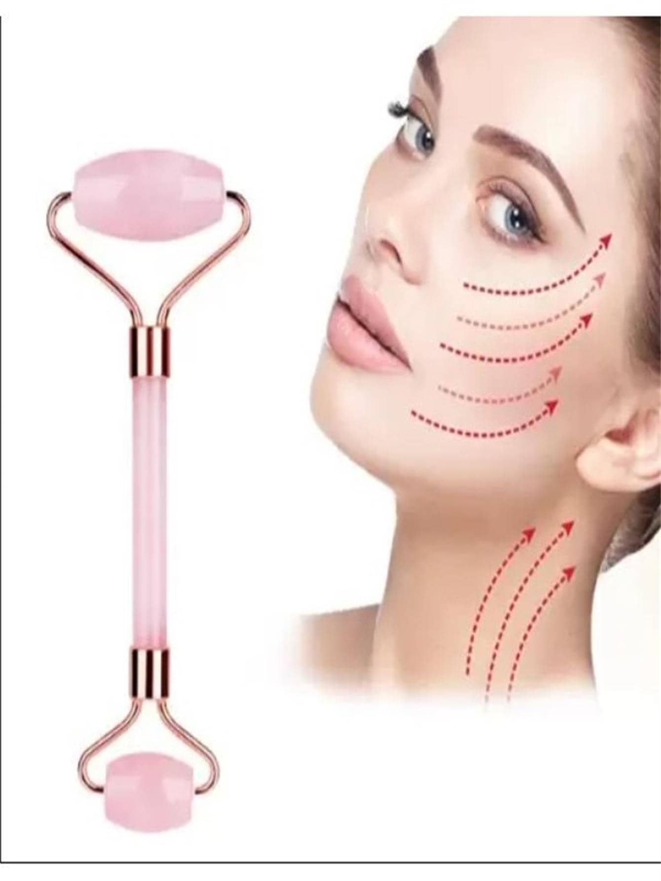 Rolinho Pedra De Jade Facial Massageador Anti Rugas - Rosa chiclete - Visão 1