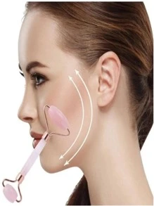 Rolinho Pedra De Jade Facial Massageador Anti Rugas - Rosa chiclete - Visão 2
