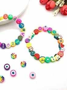 1 gói 30 chiếc 9-10mm Gốm Mềm Hỗn Hợp Ngẫu Nhiên Hạt Đất Sét Đen Cho Vòng Tay & Vòng Cổ Làm - màu đen - Xem 5