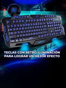 Teclado Gamer Rgb Alambrico Luz USB - Negro - Ver 1