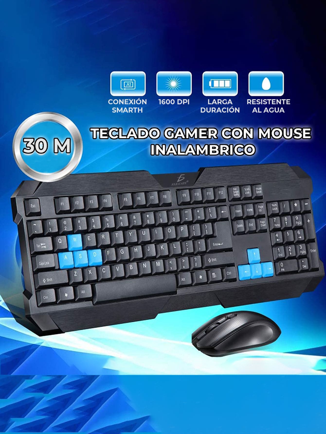 Silent And Compact Wireless Keyboard And Mouse Kit - Black - View 1