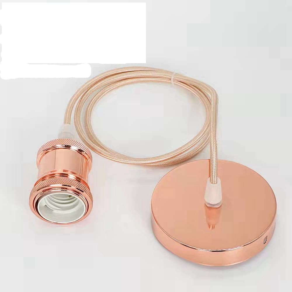 Fio Pendente Retro Decoração 1m Tecido E27+ Canopla Tb-1199 - Rosê - Visão 1