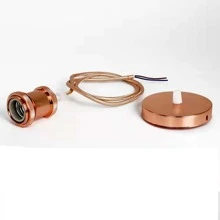 Fio Pendente Retro Decoração 1m Tecido E27+ Canopla Tb-1199 - Rosê - Visão 4