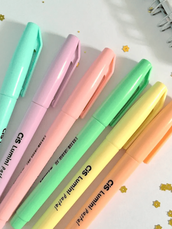 Marca Texto Pastel Lumini com 6 Cores