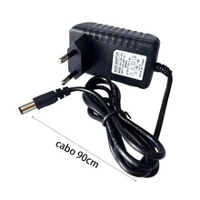 kit 10 pcs  fonte 12v2a ac 100v-240v conversor adaptador dc 12v 2a 2000ma fonte de alimentação ue plug 5.5mm x 2.1-2.5mm para fita  led ,3528, 5050 - Preto - Visão 4