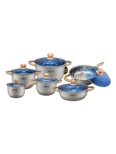 Batería De Cocina Perla  Esmeralda 12 Piezas Acero Inoxidable