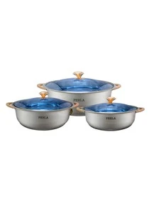 Bateria De Cocina Perla Cristal Jumbo Plus 6 Pzas Acero Inoxidable Alt Calidad - Gris - Ver 2