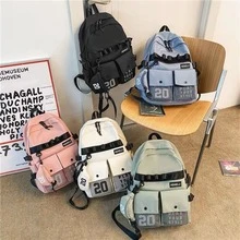 Mochila coreana escolar para jovenes con mini cangurera impermeable contra el agua - Rosa - Ver 4