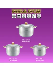 Batería De Cocina Ivon 6pzas Acero Inoxidable Alt Calidad - Gris - Ver 2