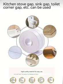 2卷,6.4m長,防水防霉膠帶,適用於廚房防潮、馬桶防水帶、水槽縫隙防水墊、洗手間角落密封帶、瓷磚間縫密封黏合劑 - 白色 - 查看 7