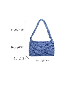 Rỗng Móc sự thêu Túi đi biển - Màu xanh lam - Xem 6