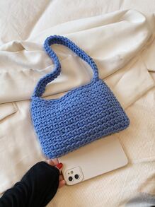 Rỗng Móc sự thêu Túi đi biển - Màu xanh lam - Xem 4