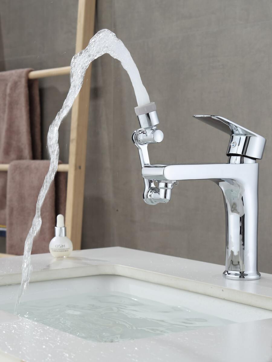 Mechanical Arm Universal Rotatable Faucet Extender With Water Bubbler And Splash-proof Joint - Silver - View 1