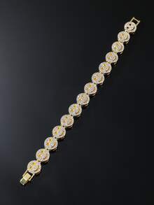 1条全镶钻经典表情马赛克链条嘻哈风格个性化男友礼物手链 - 金黃色 - 查看 3