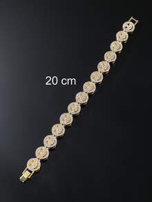 1条全镶钻经典表情马赛克链条嘻哈风格个性化男友礼物手链 - 金黃色 - 查看 4