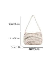 Kỳ nghỉ Phong cách Xu hướng: Cắt giảm Móc sự thêu Nách Cái túi - trắng - Xem 6