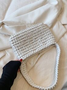 Kỳ nghỉ Phong cách Xu hướng: Cắt giảm Móc sự thêu Nách Cái túi - trắng - Xem 5