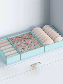 1 件装纯色内衣收纳盒，米色无纺布袜子收纳盒，衣柜内衣、胸罩、袜子、领带、丝巾收纳盒，衣柜收纳收纳盒万圣节装饰万圣节服装秋季装饰节日装饰 - 藍色 - 查看 1