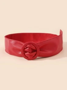1pc Women's Simple & Fashionable Leather Belt With Buckle, Knot Decoration, Slimming, Perfect For Dress, No Hole Halloween Summer, School