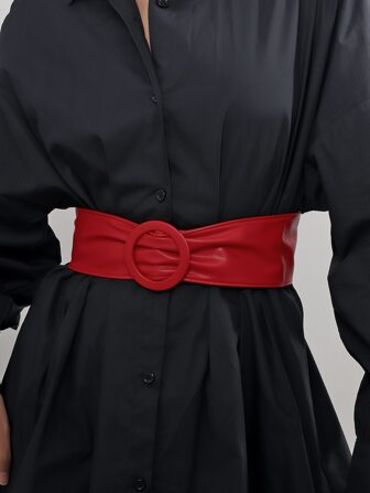 1 pieza Cinturón simple y de moda para mujer con hebilla, decoración de nudo, adelgazante, perfecto para vestidos, sin agujeros, para Halloween, verano, escuela