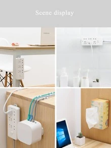 1pc White Cable Organizer, Daily Wall Mounted Desk Accessory For Office Back To School - White - View 4