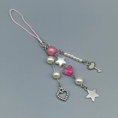 心和星形墜飾時尚鑰匙圈