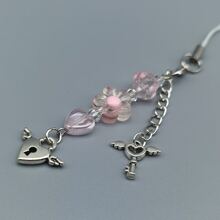 1入組甜美風酷女孩原始Y2K手機吊墜帶卡哇伊心鎖鑰匙花相機吊墜手機掛繩鑰匙圈首飾類禮物 - 彩色 - 查看 1