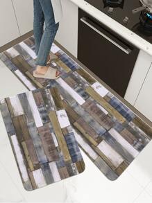 1入復古木紋防滑廚房地墊 - 彩色 - 查看 4