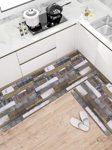 1入復古木紋防滑廚房地墊 - 彩色 - 查看 5