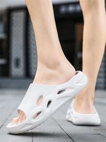 Dép quai hậu thời trang nam thiết kế khoét lỗ, thích hợp sử dụng trong nhà và bãi biển - trắng - Xem 8