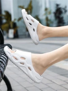 Dép quai hậu thời trang nam thiết kế khoét lỗ, thích hợp sử dụng trong nhà và bãi biển - trắng - Xem 7