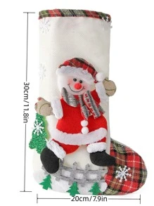 1 Pieza Calcetín Navideño 3d Con Cerca - Multicolor - Ver 5