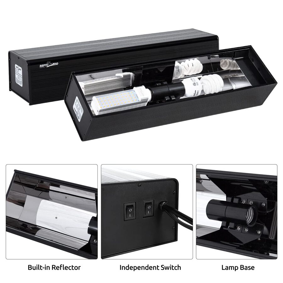 Reptile Light Fixture Kit, Paludarium Terrarium Hood with 13W UVB