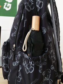 Đen Viết tháu Balo Của phụ nữ Hàn Quốc Phiên bản Dung lượng lớn Nhẹ Tải Giảm Ba lô Cao đẳng Học sinh Đơn giản Ba lô - màu đen - Xem 3