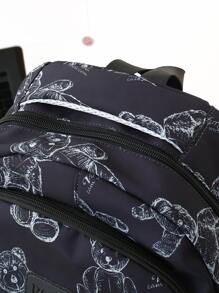 Đen Viết tháu Balo Của phụ nữ Hàn Quốc Phiên bản Dung lượng lớn Nhẹ Tải Giảm Ba lô Cao đẳng Học sinh Đơn giản Ba lô - màu đen - Xem 5