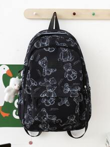 Đen Viết tháu Balo Của phụ nữ Hàn Quốc Phiên bản Dung lượng lớn Nhẹ Tải Giảm Ba lô Cao đẳng Học sinh Đơn giản Ba lô - màu đen - Xem 2