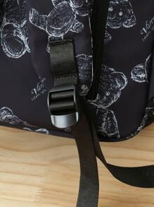 Đen Viết tháu Balo Của phụ nữ Hàn Quốc Phiên bản Dung lượng lớn Nhẹ Tải Giảm Ba lô Cao đẳng Học sinh Đơn giản Ba lô - màu đen - Xem 7