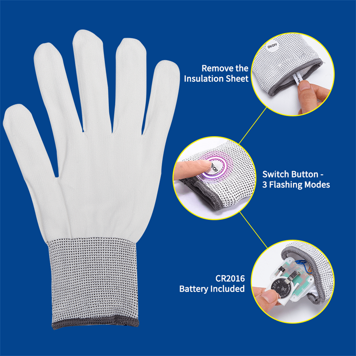 Halloween Mask and Gloves 2 colors Scary EL Wire LED Mask with 3