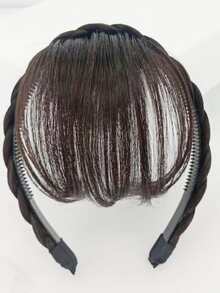 1pc Brown Synthetic Hair Bangs With Headband - Brown - View 3