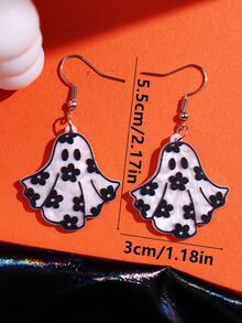 1對可愛亞克力單方面鬼和花懸垂耳環 - 彩色 - 查看 4