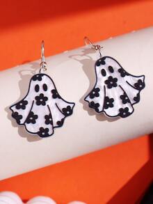 1對可愛亞克力單方面鬼和花懸垂耳環 - 彩色 - 查看 2