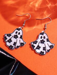 1對可愛亞克力單方面鬼和花懸垂耳環 - 彩色 - 查看 3