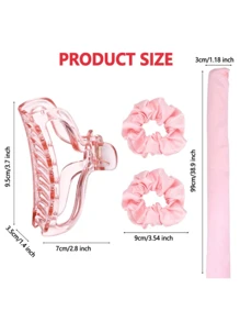 3pcs Heatless Curling Rod Headband - Baby Pink - View 4