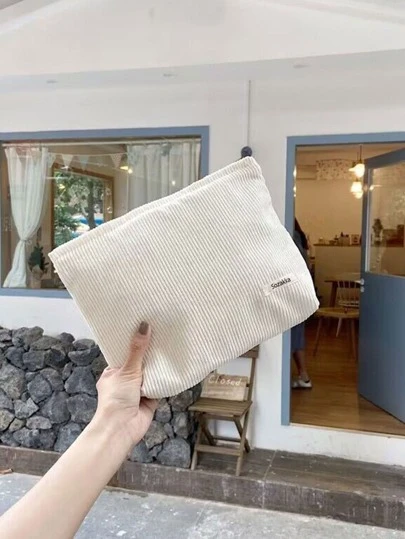 大容量灯芯绒化妆包覆盆子粉色，适用于文具、洗漱用品、数码配件收纳整理器，适用于旅行收纳包、化妆包、化妆包、度假整理器、大容量化妆品收纳盒化妆盒，适用于口红、刷子、护肤品、手机、硬币、小物品，适用于家庭、礼物、度假和节日万圣节圣诞节多功能用途，波西米亚风，适用于假日海滩、浴室收藏、卧室收藏，大容量