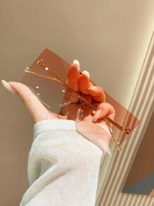 1 Cặp kính thời trang không gọng hình vuông cỡ lớn, màu hồng thời trang, thích hợp đi biển. - Hồng - Xem 1